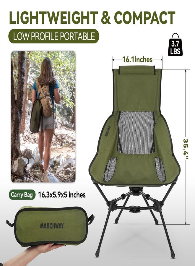 MARCHWAY Lightweight Folding High Back Camping Chair with Head Support, Stable Portable Compact for Outdoor Camp, Travel, Beach, Picnic, Festival, Hiking, Backpacking (Highback Green) - Image 4